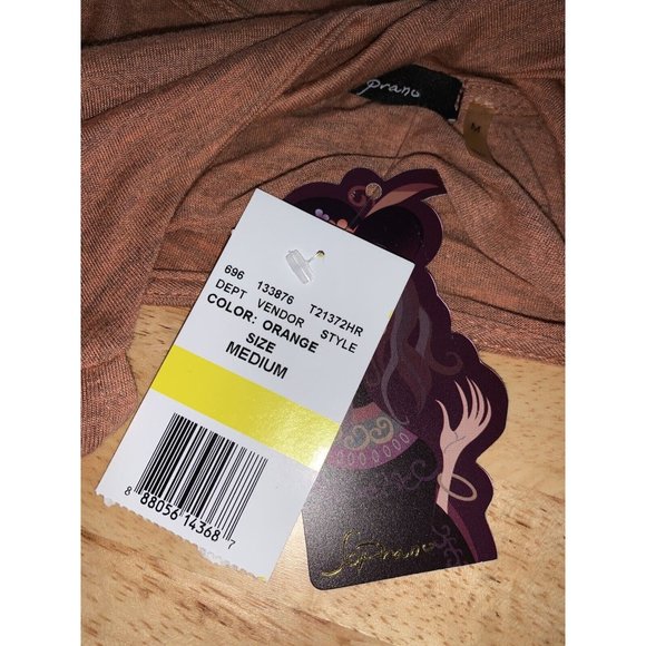 NWT Soprano Womens Sz MEDIUM Heathered Rusty Orange Scoop Neck Pullover USA MADE - Picture 9 of 10